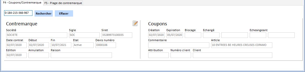 Recherche Coupons